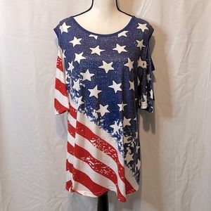 Cold Shoulder XXL patriotic shirt. NWOT